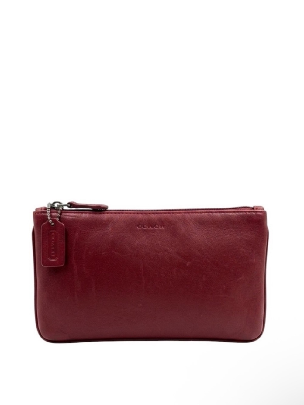 Coach Vintage Red Leather Flat Cosmetic Case